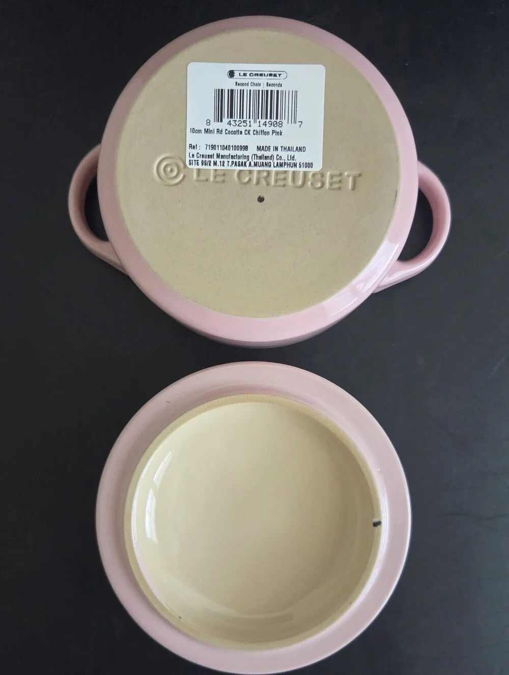 Le Creuset CHIFFON PINK Mini Round Cocotte Stoneware 8oz Second Choix